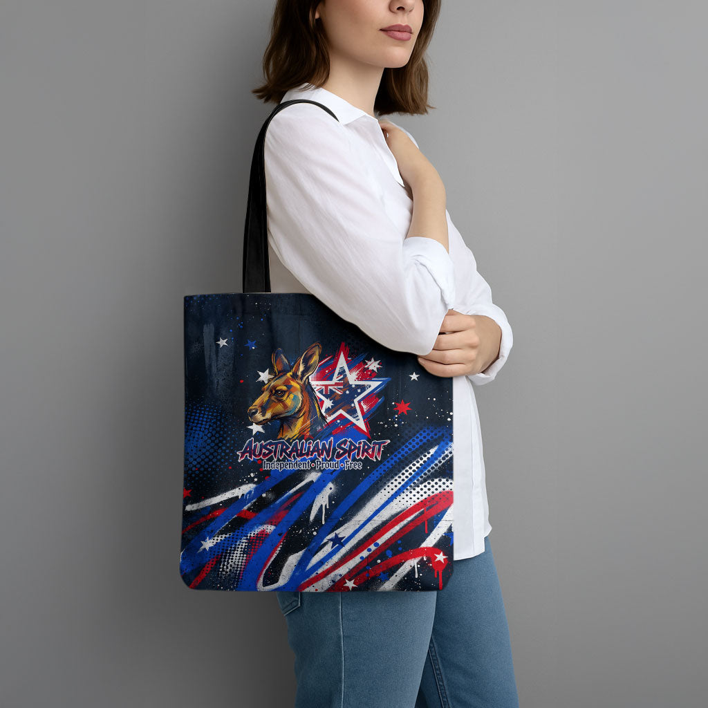Australian National Flag Day Tote Bag Kangaroo Mascot and Country Map