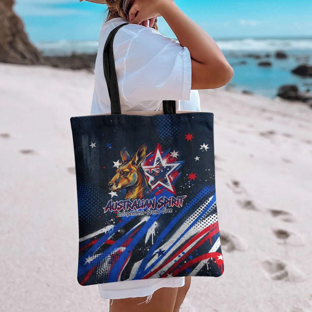 Australian National Flag Day Tote Bag Kangaroo Mascot and Country Map