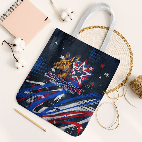 Australian National Flag Day Tote Bag Kangaroo Mascot and Country Map