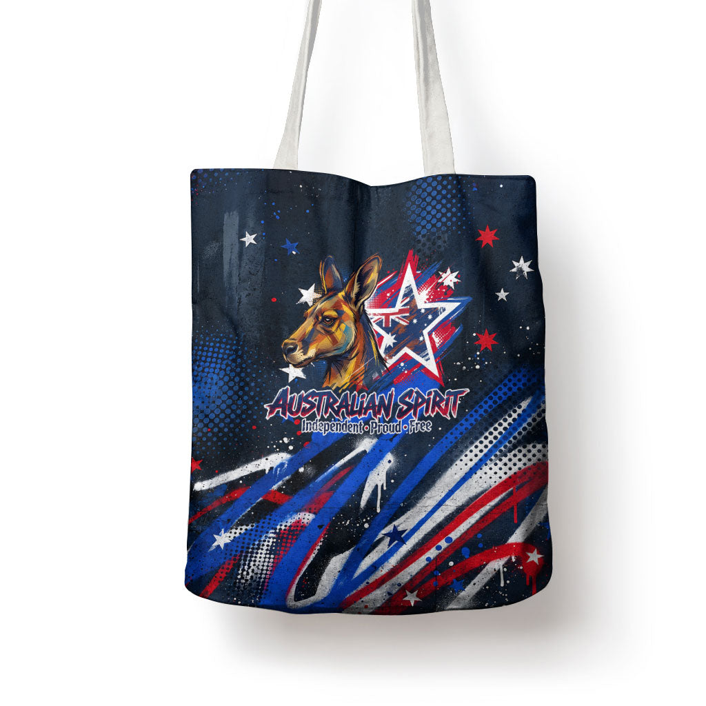 Australian National Flag Day Tote Bag Kangaroo Mascot and Country Map