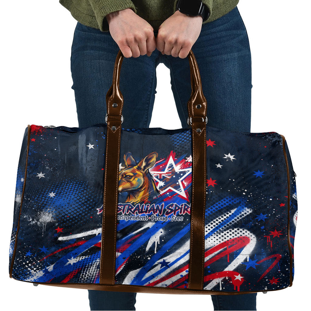 Australian National Flag Day Travel Bag Kangaroo Mascot and Country Map