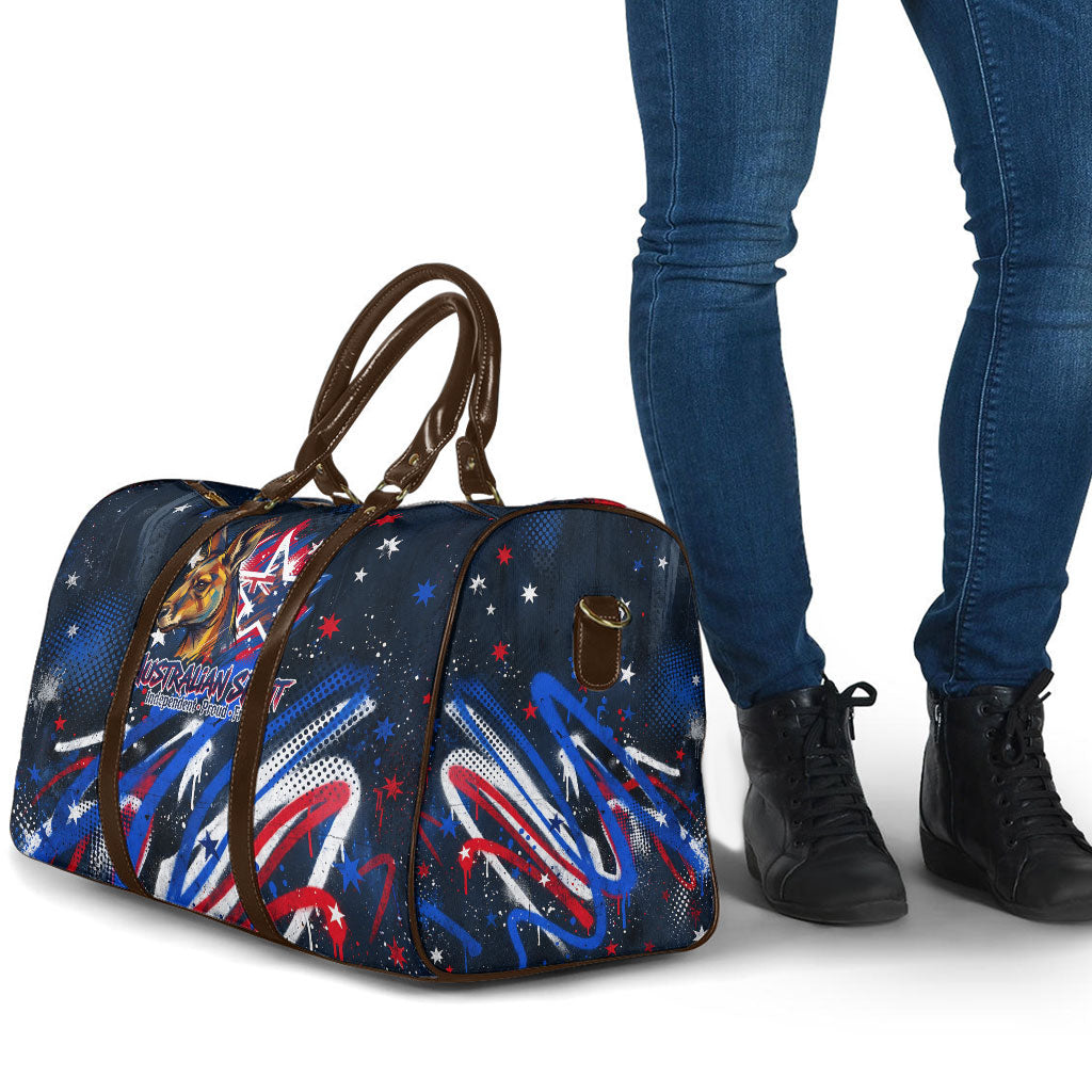 Australian National Flag Day Travel Bag Kangaroo Mascot and Country Map