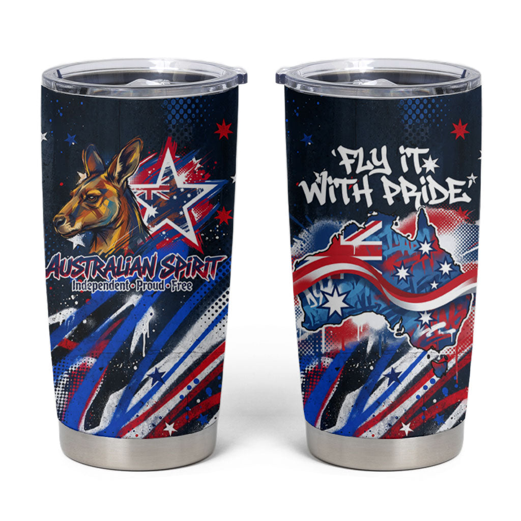 Australian National Flag Day Tumbler Cup Kangaroo Mascot and Country Map