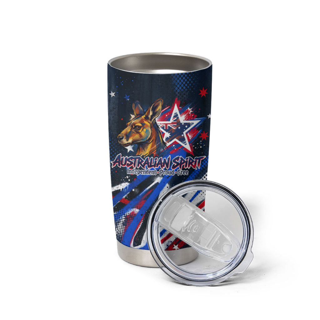 Australian National Flag Day Tumbler Cup Kangaroo Mascot and Country Map