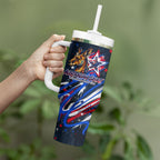 Australian National Flag Day Tumbler With Handle Kangaroo Mascot and Country Map
