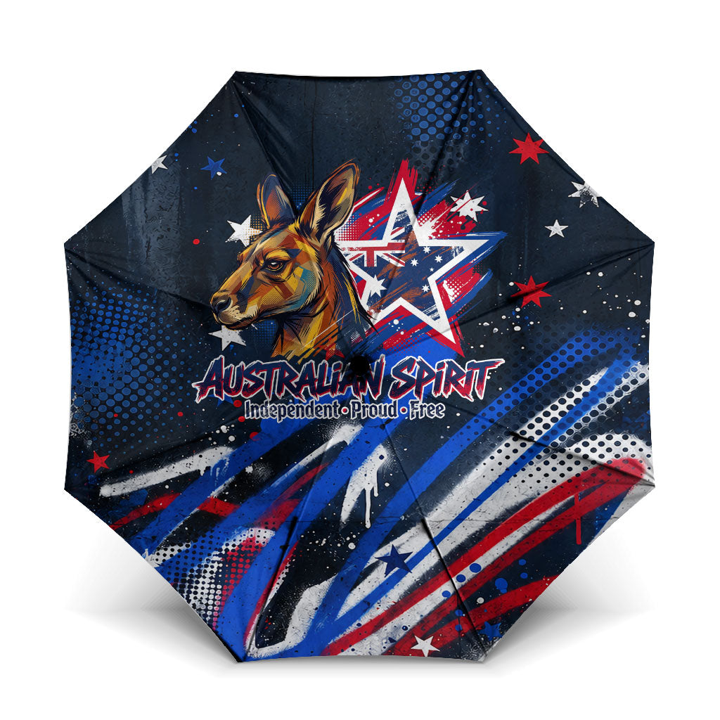 Australian National Flag Day Umbrella Kangaroo Mascot and Country Map