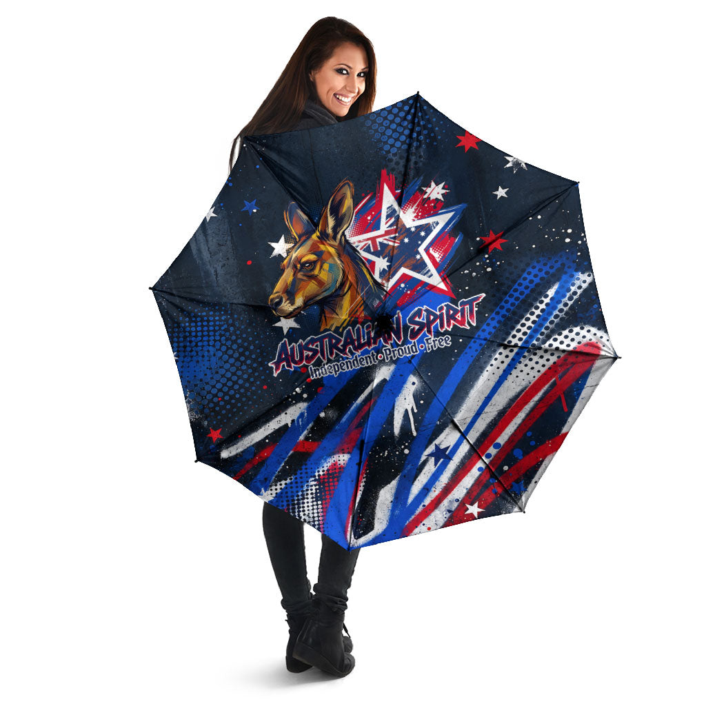 Australian National Flag Day Umbrella Kangaroo Mascot and Country Map