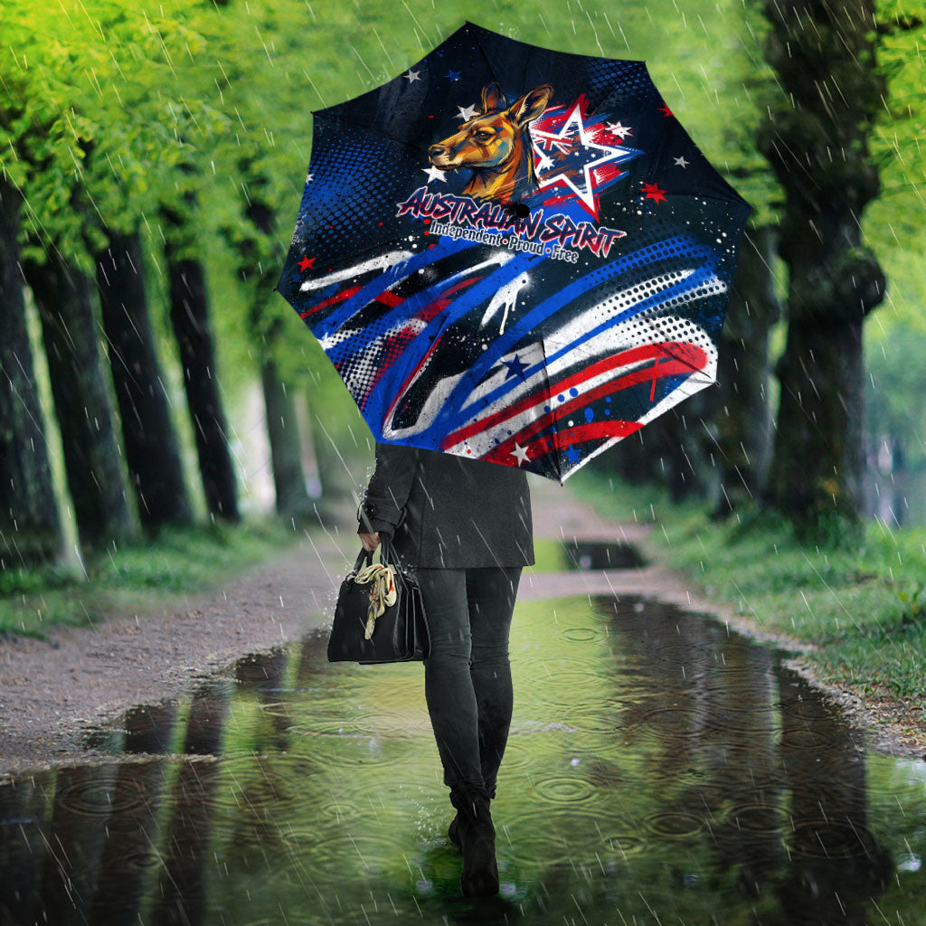 Australian National Flag Day Umbrella Kangaroo Mascot and Country Map