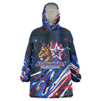 Australian National Flag Day Wearable Blanket Hoodie Kangaroo Mascot and Country Map