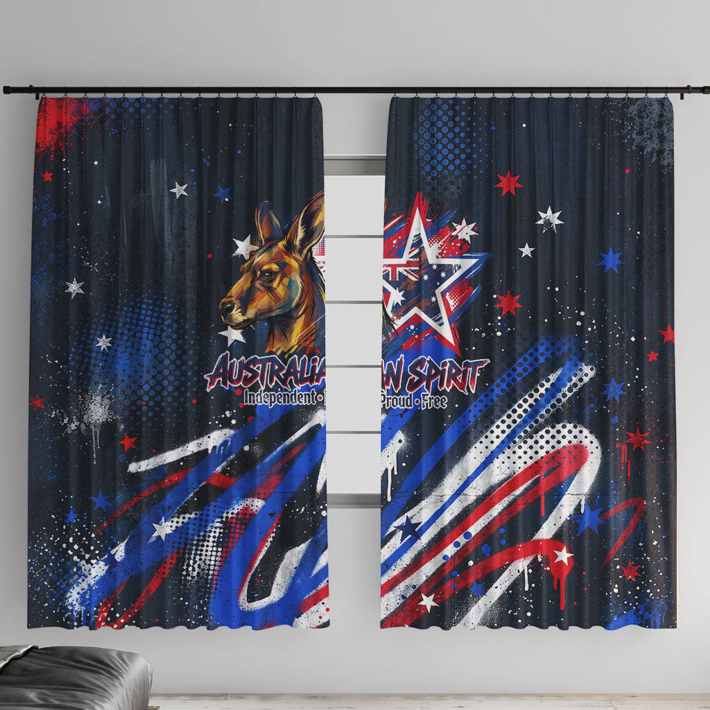 Australian National Flag Day Window Curtain Kangaroo Mascot and Country Map