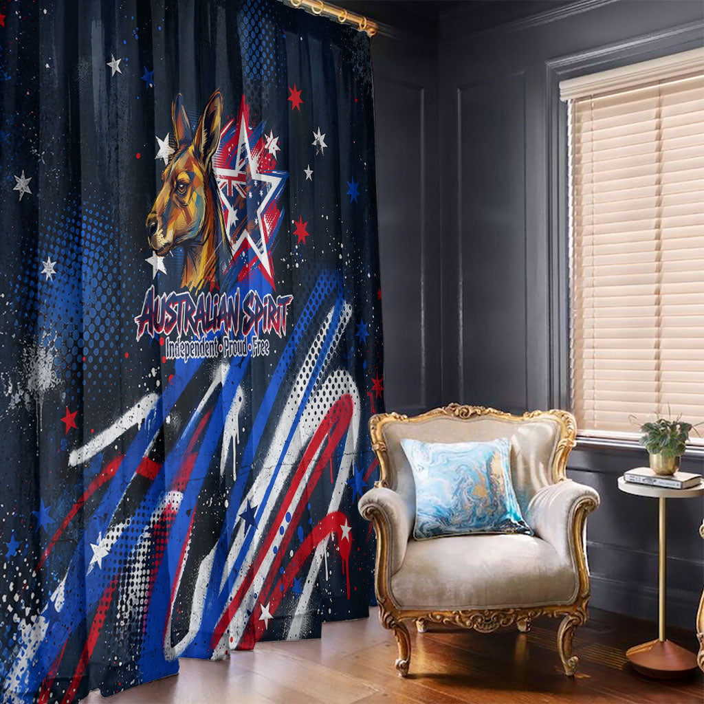 Australian National Flag Day Window Curtain Kangaroo Mascot and Country Map