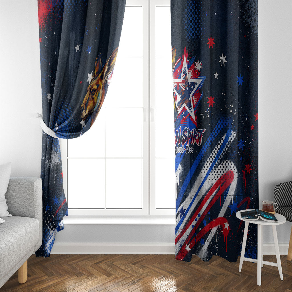 Australian National Flag Day Window Curtain Kangaroo Mascot and Country Map
