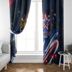 Australian National Flag Day Window Curtain Kangaroo Mascot and Country Map