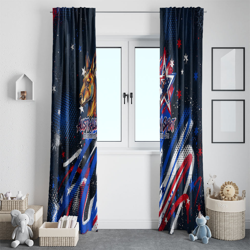 Australian National Flag Day Window Curtain Kangaroo Mascot and Country Map