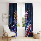 Australian National Flag Day Window Curtain Kangaroo Mascot and Country Map