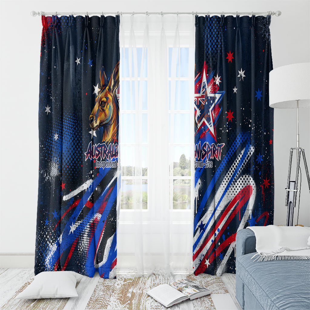 Australian National Flag Day Window Curtain Kangaroo Mascot and Country Map