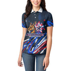 Australian National Flag Day Women Polo Shirt Kangaroo Mascot and Country Map