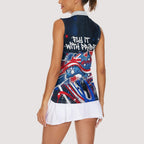 Australian National Flag Day Women Sleeveless Polo Shirt Kangaroo Mascot and Country Map