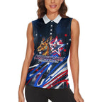 Australian National Flag Day Women Sleeveless Polo Shirt Kangaroo Mascot and Country Map
