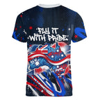 Australian National Flag Day Women V-Neck T-Shirt Kangaroo Mascot and Country Map