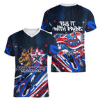 Australian National Flag Day Women V-Neck T-Shirt Kangaroo Mascot and Country Map