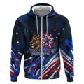 Australian National Flag Day Zip Hoodie Kangaroo Mascot and Country Map