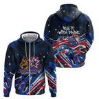 Australian National Flag Day Zip Hoodie Kangaroo Mascot and Country Map