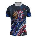 Australian National Flag Day Zipper Polo Shirt Kangaroo Mascot and Country Map