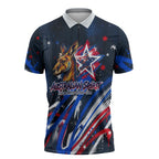Australian National Flag Day Zipper Polo Shirt Kangaroo Mascot and Country Map
