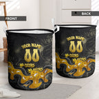 Personalised Western Australia Oztag Swan Laundry Basket Black Gold Graffiti Aboriginal Dot Pattern