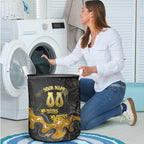 Personalised Western Australia Oztag Swan Laundry Basket Black Gold Graffiti Aboriginal Dot Pattern