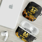 Personalised Western Australia Oztag Swan AirPods Case Black Gold Graffiti Aboriginal Dot Pattern