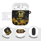 Personalised Western Australia Oztag Swan AirPods Case Black Gold Graffiti Aboriginal Dot Pattern