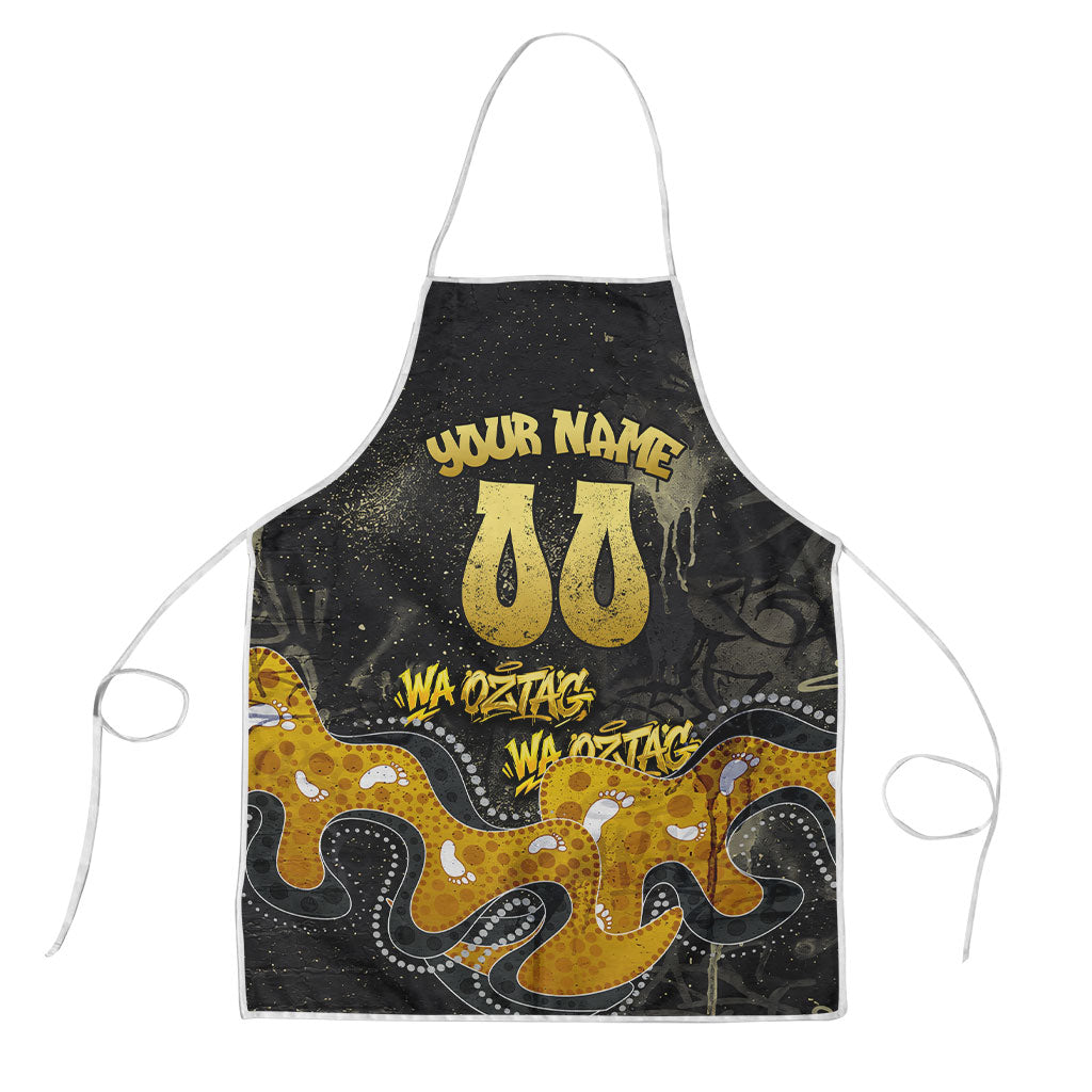 Personalised Western Australia Oztag Swan Apron Black Gold Graffiti Aboriginal Dot Pattern