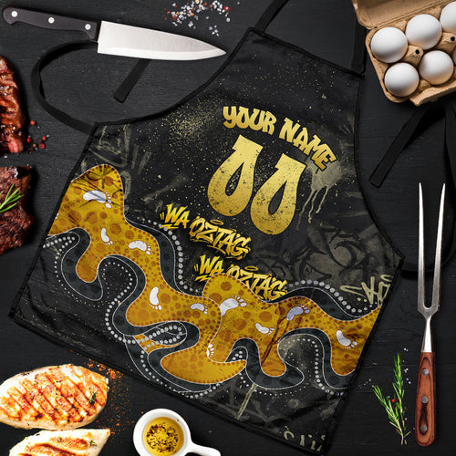 Personalised Western Australia Oztag Swan Apron Black Gold Graffiti Aboriginal Dot Pattern