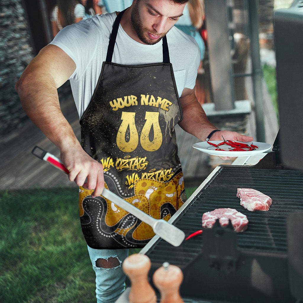 Personalised Western Australia Oztag Swan Apron Black Gold Graffiti Aboriginal Dot Pattern