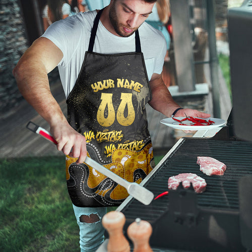 Personalised Western Australia Oztag Swan Apron Black Gold Graffiti Aboriginal Dot Pattern