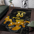 Personalised Western Australia Oztag Swan Area Rug Black Gold Graffiti Aboriginal Dot Pattern