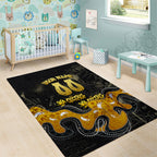 Personalised Western Australia Oztag Swan Area Rug Black Gold Graffiti Aboriginal Dot Pattern