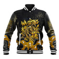 Personalised Western Australia Oztag Swan Baseball Jacket Black Gold Graffiti Aboriginal Dot Pattern