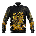 Personalised Western Australia Oztag Swan Baseball Jacket Black Gold Graffiti Aboriginal Dot Pattern