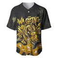 Personalised Western Australia Oztag Swan Baseball Jersey Black Gold Graffiti Aboriginal Dot Pattern