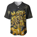Personalised Western Australia Oztag Swan Baseball Jersey Black Gold Graffiti Aboriginal Dot Pattern