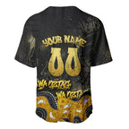 Personalised Western Australia Oztag Swan Baseball Jersey Black Gold Graffiti Aboriginal Dot Pattern