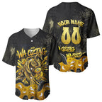 Personalised Western Australia Oztag Swan Baseball Jersey Black Gold Graffiti Aboriginal Dot Pattern
