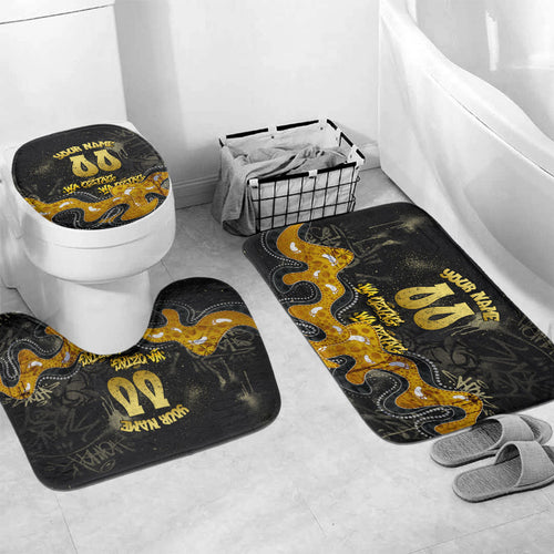 Personalised Western Australia Oztag Swan Bathroom Set Black Gold Graffiti Aboriginal Dot Pattern