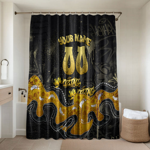 Personalised Western Australia Oztag Swan Bathroom Set Black Gold Graffiti Aboriginal Dot Pattern