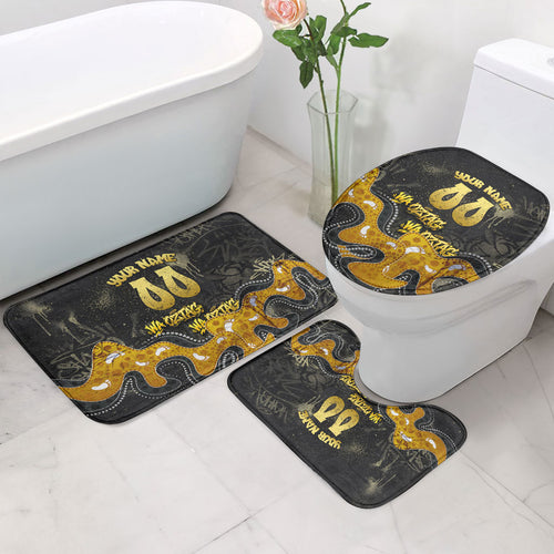 Personalised Western Australia Oztag Swan Bathroom Set Black Gold Graffiti Aboriginal Dot Pattern