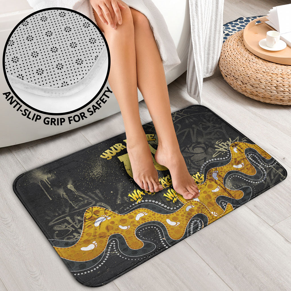 Personalised Western Australia Oztag Swan Bathroom Set Black Gold Graffiti Aboriginal Dot Pattern