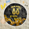Personalised Western Australia Oztag Swan Beach Blanket Black Gold Graffiti Aboriginal Dot Pattern